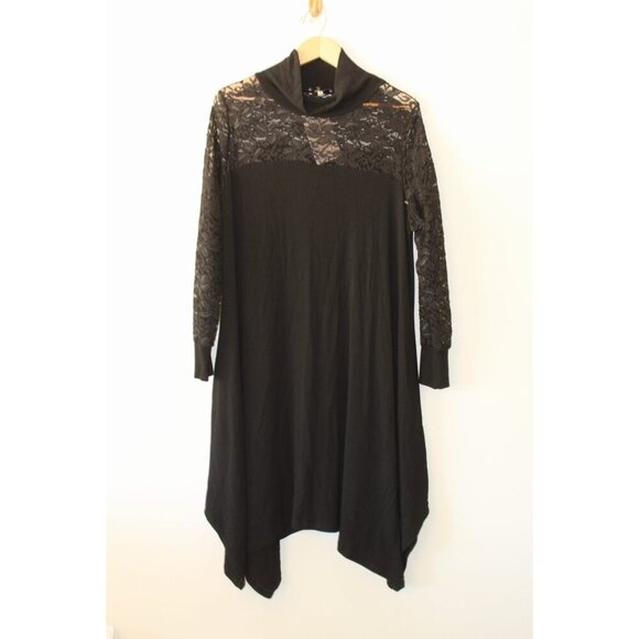 NWT Jean Marc Philippe JMP Lace Black Midi dress Size 6 Roll Neck Asymmetrical - Picture 5 of 7